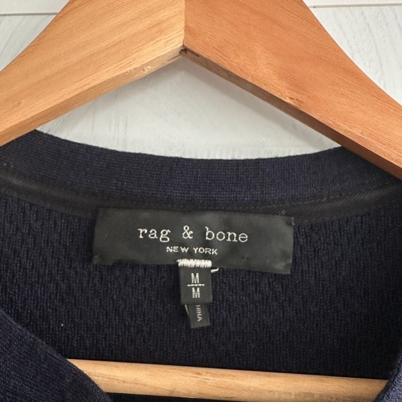 Rag & Bone Henley Shirt Mens Medium Merino Wool Knit Long Sleeve Navy Blue - Picture 6 of 12